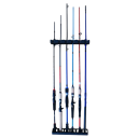 Horizontal Wall Holder for Fishing Rods 6 Positions 31 × 6.5 cm Foam Inserts Black Stand for Organising Rods 2