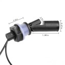 Horizontálny bočný plavákový spínač hladiny vody PP plast závit M16, 110V DC 0.5A, kábel 350 mm, do akvárií a nádrží, čierny 2