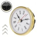 Horloge analogique à encastrer avec chiffres romains et aiguille des secondes rouge Cadran blanc dans un cadre doré Diamètre 65 mm 4