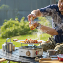 Hornillo de gas para camping 2800W Hornillo portátil de cartucho Hornillo plegable 1,22 kg Con bolsa 19,3x19,3x9 cm Cocina al aire libre 5