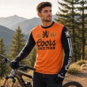 Hosszú ujjú motokrosz mez heraldikus oroszlán nyomattal, felirattal a mellkason és csíkokkal az ujjakon terepmotorozáshoz 3