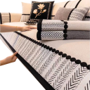 Housse de canapé avec bord contrastant 90 x 90 cm en tissu chenillé antidérapant pour assise et dossier dans le salon pour toutes les saisons 7