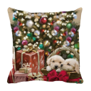 Housse de coussin de Noël chiots 2