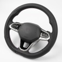 Housse de volant ultrafine 36 à 38 cm en cuir perforé Forme D avec fond aplati Respirante et antidérapante pour voiture 1