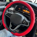 Housse de volant ultrafine 36 à 38 cm en cuir perforé Forme D avec fond aplati Respirante et antidérapante pour voiture 3
