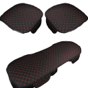 Housse en lin pour sièges avant et arrière de voiture Housse de siège de voiture Coussin de voiture 3 pièces Taille universelle 4