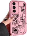 Housse en silicone résistante pour mobile Samsung Galaxy A37 S avec dessin de roses et de fleurs Cadre surélevé autour de l'appareil photo Contour surélevé Boutons latéraux protégés 10