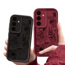 Housse en silicone résistante pour mobile Samsung Galaxy A37 S avec dessin de roses et de fleurs Cadre surélevé autour de l'appareil photo Contour surélevé Boutons latéraux protégés 3