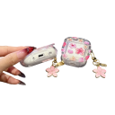 Housse florale pour AirPods 1 2 avec porte-clés Housse de protection pour AirPods Résistante à la poussière, aux chocs et aux rayures avec un design 2