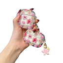 Housse florale pour AirPods 1 2 avec porte-clés Housse de protection pour AirPods Résistante à la poussière, aux chocs et aux rayures avec un design 5