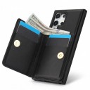Housse pour Samsung Galaxy S25 Ultra avec portefeuille et support rond pour le doigt Cuir synthétique Poche pour cartes et billets 4