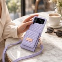 Housse pour Samsung Galaxy Z Flip 7 Étui en forme de sac à main avec bandoulière Portefeuille Plastique et simili cuir Motif matelassé Sac 15