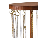 Houten armbandhouder met haken 25,5 cm hoogte 11,5 cm diameter bureau organizer voor sieraden ronde voet bruin hout 3