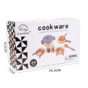Houten keukenset voor kinderen Blauwe speelgoed met set pannen, potten en bestek Montessori educatief speelgoed voor koken en rollenspel als chef-kok 6
