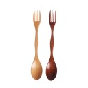 Houten lepel en vork 2 in 1 2