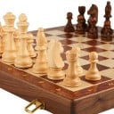 Houten opvouwbare schaken 39 x 39 x 2,5 cm Traditioneel klassiek bordspel Schaakbord met set stukken voor 2 spelers 5
