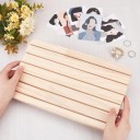 Houten standaard voor oorbellen en kaarten met 6 sleuven natuurlijk hout bureauhouder voor sieraden, foto's en kaartjes 2