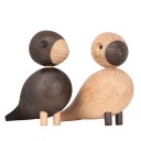Houten vogelbeeldje met hoed 2 stuks 7