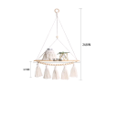 Houten wandplank 63 x 35 cm Decoratieve plank aan touw met franjes en houten kralen Wanddecoratie 3