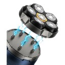 Hovedbarbermaskine til skaldede mænd 6D Magnetisk hoved Vandtæt LED-display USB genopladelig Blå Hår- og skægtrimmer 4