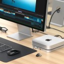 Hub USB-C per Mac mini M2 e M1 20 x 20 x 3 cm stazione di docking con 10 porte e custodia per 2 dischi e lettore di schede SD argento 8