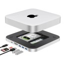Hub USB-C per Mac mini M2 e M1 20 x 20 x 3 cm stazione di docking con 10 porte e custodia per 2 dischi e lettore di schede SD argento 5