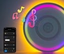 Hudební chytré LED stropní svítidlo s Bluetooth reproduktorem, RGB osvětlením a stmíváním přes aplikaci, 80 W, průměr 48 cm a výška 7,5 cm 2