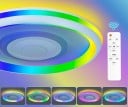 Hudební chytré LED stropní svítidlo s Bluetooth reproduktorem, RGB osvětlením a stmíváním přes aplikaci, 80 W, průměr 48 cm a výška 7,5 cm 3