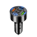 Hurtig biloplader 250W med 5 porte, 2× USB C og 3× USB A cigarettænderoplader, PD QC3.0 digital displaytelefonadapter 3