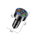 Hurtig biloplader 250W med 5 porte, 2× USB C og 3× USB A cigarettænderoplader, PD QC3.0 digital displaytelefonadapter 5