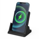 Hurtig trådløs opladningsplade med stativ 10 x 12 cm 30 W til opladning af telefonen i stående og liggende position med LED diode sort til bordet 3