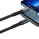 Hurtigopladende Lightning-datakabel 3 i 1 1,2 m USB A til USB C + Micro USB + iPhone Lightning 100W 5A flettet mobiltelefonkabel 4