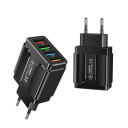 Hurtigoplader 4× USB A QC 3.0 5V 3.1A hurtigoplader med EU-stik mobiltelefon opladningsadapter hurtigoplader flere enheder 2
