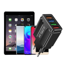 Hurtigoplader 4× USB A QC 3.0 5V 3.1A hurtigoplader med EU-stik mobiltelefon opladningsadapter hurtigoplader flere enheder 4
