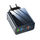 Hurtigoplader 65W rejseadapter 3× USB A og 2× USB C porte PD-opladerhoved 100-240V opladning af 5 enheder samtidigt 6