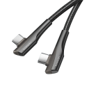 Hurtigopladerkabel USB C til USB C 2 m 100W 90° stik datakabel 5A 480 Mbps tyk ledning til telefon, tablet, bærbar computer, praktisk brug 2