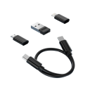 Hurtigopladningskabel 4-i-1 USB C 29 cm 60W boksstik USB A + Micro USB + Lightning-kortslot datakabel rejsetilbehør 7