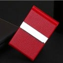 Husă de călătorie pentru documente și carduri Design rigid din piele PU și metal Bandă metalică lucioasă Capac rabatabil Dimensiune 3