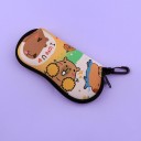 Husă de ochelari 17,9 x 8,5 cm cu capibara Design amuzant Motiv animal Închidere cu fermoar Husă de protecție Carabină pentru agățare 2