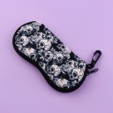 Husă de ochelari 17,9 x 8,5 cm cu cranii Fermoar și carabină Motiv elegant de craniu pentru purtare zilnică și Halloween 2