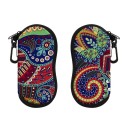 Husă de ochelari 17,9 x 8,5 cm cu motiv mandala colorată Carabină cu fermoar Husă de călătorie Protecție pentru ochelari de vedere și ochelari de soare 3