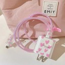 Husă de protecție din silicon pentru încărcător și cabluri cu motiv de inimioare Husă transparentă cu inimioare colorate Protecție pentru accesorii iPhone 4