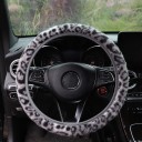 Husă din pluș pentru volan 37 până la 38 cm cu model leopard Hârtie de iarnă călduroasă Fără inel interior Pentru volan rotund 7