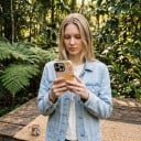 Husă dublă pentru iPhone 17 Pro Max Model floral abstract Crem cu portocaliu și roz Rezistentă la căderi și zgârieturi 7