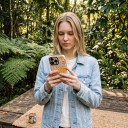 Husă dublă pentru iPhone 17 Pro Model floral abstract Crem cu portocaliu și roz Rezistentă la căderi și zgârieturi 6