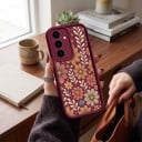 Husă flexibilă din silicon pentru Samsung Galaxy A15 cu motiv de flori colorate Cadru ridicat în jurul camerei Margini ridicate Decupaje pentru difuzor 7