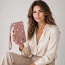 Husa flip cu sclipici pentru Samsung Galaxy S24 Ultra Buzunar cu fermoar și compartiment pentru carduri Mânere pentru încheietura mâinii 14