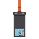 Husă impermeabilă pentru telefon 20 x 10,3 cm cu protecție IPX8 neagră cu curea portocalie pentru gât și fereastră transparentă pentru cameră 2