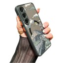 Husa magnetică pentru Samsung Galaxy A15 5G Rezistentă Motiv cu tren sub munte Suport pentru încărcare wireless Cadru negru și butoane portocalii 6