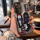 Husă mată pentru Samsung Galaxy A15 5G Design rezistent Techno cu inscripții HACKED și WARNING Gri și negru Protecție pentru cameră Husă de telefon 2